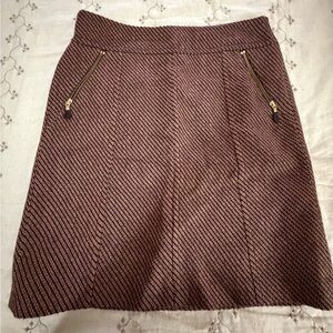 Ann Taylor Burgundy Textured A-Line Skirt with zippers. Like New, size 8